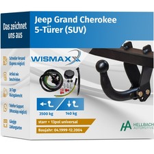 ANHÄNGERKUPPLUNG für Jeep Grand Cherokee II 99-04 starr HELLBACH +13p E-Satz ABE