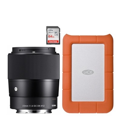 Sigma 23mm F1.4 DC DN Large Aperture Lens Sony E Mount Memory Card Bundle PRO