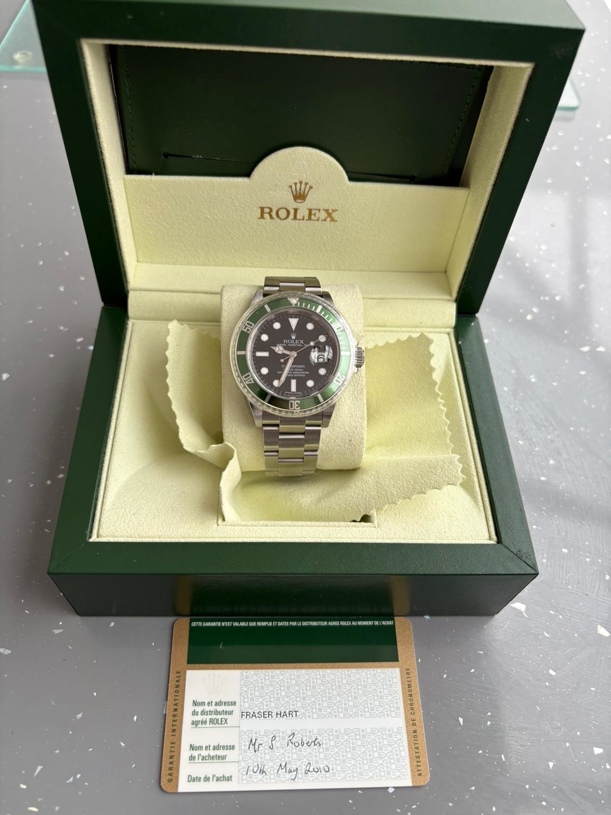 ROLEX Submariner 16610LV Green Bezel V Serial 2009 Full Set Kermit image 2