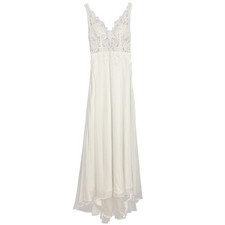 LULUS Forever Promised Chiffon Embroidered Sequin Maxi Dress M White NWT A1