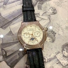 Casio STING STN-5005 Watch with Moonphase Function, Gold/Black Leather Band