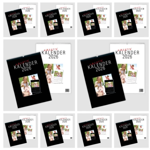10 x Hochwertige Fotokalender Bastelkalender 2026 DIN A4 für Fotos bis 13x18 cm