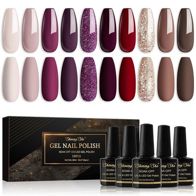 UV-Nagellack Set 10 Farben Gel Soak-Off 8ml für gepflegte Nägel, naturharz, 2-3 