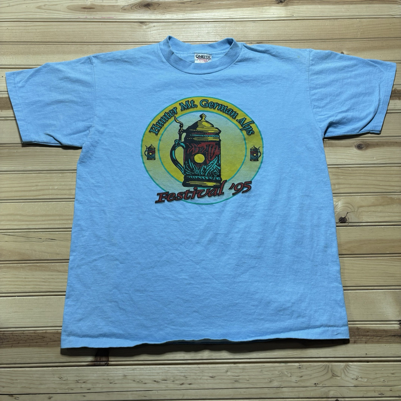 Vintage 90s Hunter Mount German Alps Stein Festival 1995 Shirt Size Large