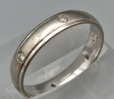 9ct White Gold Diamond Wedding Band Ring Size N 2.1g 375 Sparkly Eternity