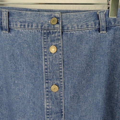 Lauren Jeans Co. Denim Skirt 20W Light Wash A-Line Midi Length Full Front Button - Picture 4 of 6