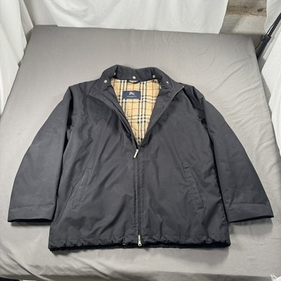 Vintage Burberry London Jacket Mens Large Black Nova Check Lined
