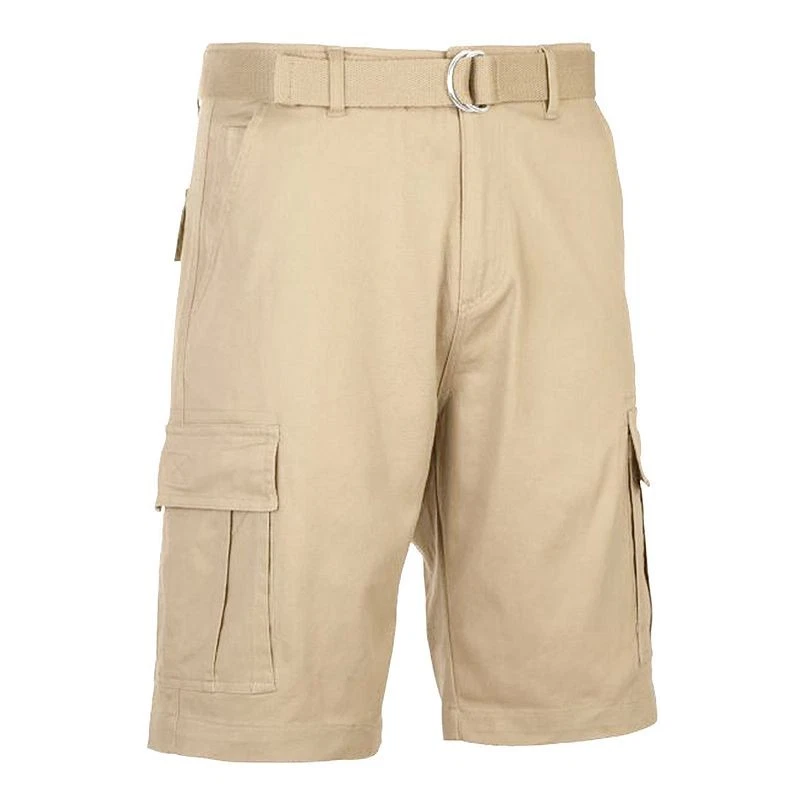 BLU ROCK - MEN'S 11.5" SLIM FIT STRETCH BELTED CARGO SHORTS - Size 42 - SAND