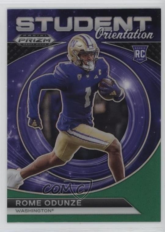 2024 Panini Prizm Draft Picks Student Orientation Green Rome Odunze Rookie RC