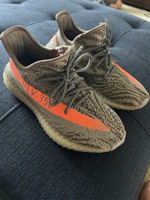 Adidas Yeezy Boost 350 V2 Beluga Gray Orange Primeknit Men's Low Top Sneakers. 5