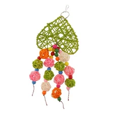 Bird Parrot Budgie Bird Stand Perch Hanging Colorful Rattan Ball Chew Toy