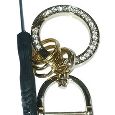 Luxury Bling Rhinestone Keychain Silver Charm with D-Ring  3 Rings