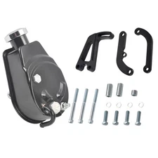 Black Saginaw Keyway Power Steering Pump & Bracket Kit For Chevy SBC 305 350 400