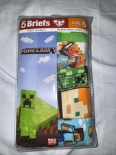 Boys Mojang Minecraft 5pk Briefs Underwear Size 6 By Handcraft