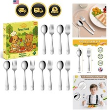 Toddler Eating Utensils Set,Set Of 12 Food Grade Stainless Steel Silverware S...