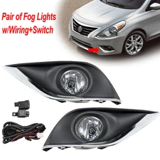 Left+Right Side Fog Light Assembly w/Cover For 2015-2018 Nissan Versa Clear Lens
