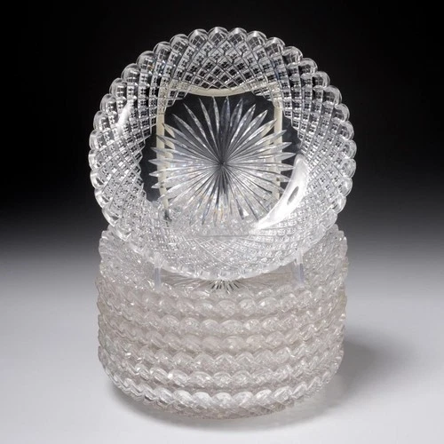 Vtg Anchor Hocking Miss America Crystal Bowls Sawtooth Rim Pressed Glass (8pc)