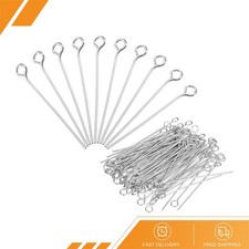 1000 x Eye Pins Jewelry Findings 22 Gauge 28mm Iron Eye Pins 3.2mm Silver