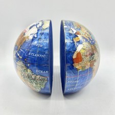 Gemstone Globe Earth Paperweight Inlaid Felt Bottom READ