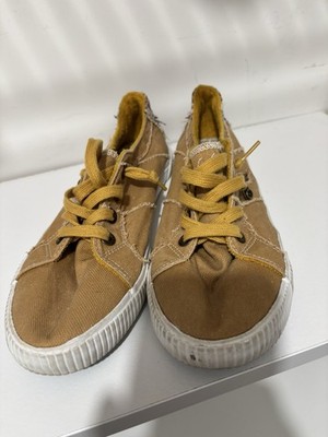 Blowfish Malibu Womens 9.5 Mustard Yellow Canvas Slip On Boat Shoe Sneaker