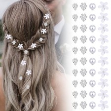 Molain 40 Pcs Mini Flower Hair Clips, Rhinestone Hair Barrettes Tiny Hair Acc...