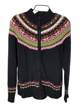 Tiara International Cardigan Fair Isle Full Zip Women's Sweater Size Large