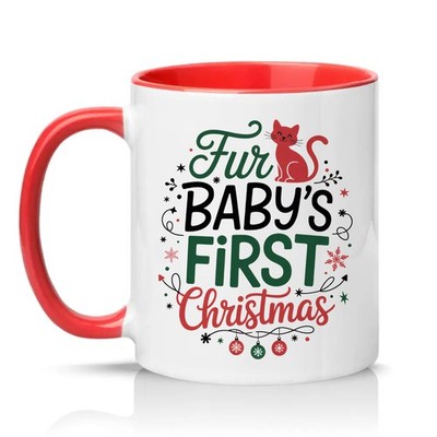 Fur Babys First Christmas Unisex 11 Unzen Keramiktasse Katzenliebhaber Haustierbesitzer Geschenk