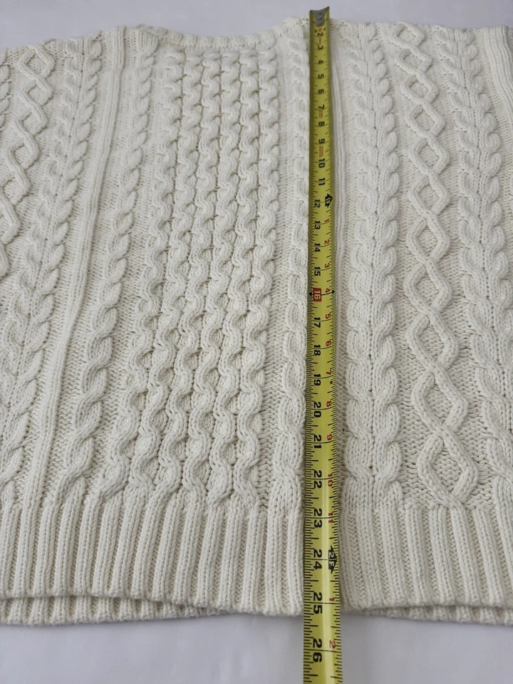 Lands End Fisherman Cotton Sweater 12-14 Youth Fits Women S Cream  ✅photo Cable - Image 3 of 4