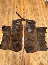 Antique / Vintage Heavy Leather Rodeo Western Chaps INCREDIBLE Slim Monogram