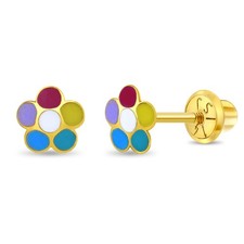 14k Gold Petite Petals Baby / Toddler / Kids Earrings Safety Screw Back