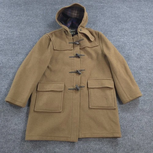 Peter Christian Coat Mens 44 Brown Wool Duffle Hooded Toggle Lined England video thumbnail