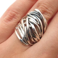 HAGIT GORALI 925 Sterling Silver Vintage Israel Modernist Nest Ring Size 6