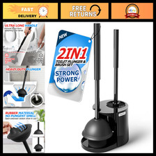 2-in-1 Toilet Brush  Plunger Set - 21" Extended Bathroom Combo, Essential Home