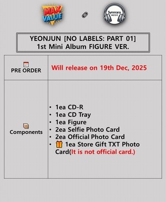 TXT YEONJUN [NO LABELS: PART 01] 1st Mini Album FIGURE Ver./CD+4