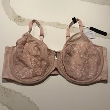 Curvy Couture Lace Luxe Underwire Bra Style 1299 Sz 44G Blushing Rose Pink NWT