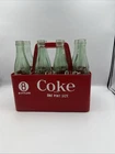 Vintage Coca-Cola 8 Bottle Red Plastic Carrier with 8 Glass One Pint Coke Bottle