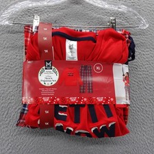 Members Mark Mens 2 Piece Flannel Pajama Set Red Plaid Let It Snow XL NEW