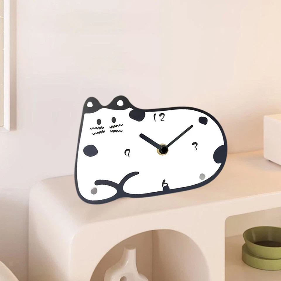 Cat Desk Clock Table Clock Modern Time Clock Ornament Creative Design Quiet - Image 2 of 4
