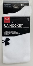 Under Armour U4331C1-White UA Hockey Over The Calf Sock 1 Pair Size 13.5K - 4Y