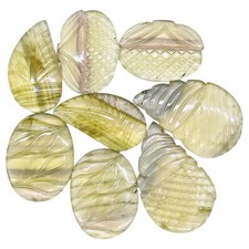 8 Pcs/4 Pairs Natural Fluorite Bi Color Loose Carved Untreated Gemstones Lot