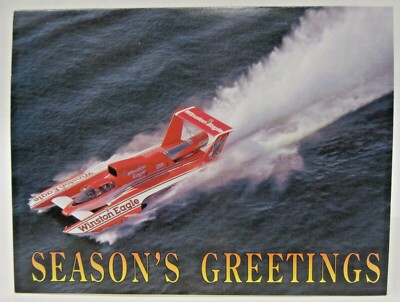 STEVE WOOMER & WINSTON EAGLE RACING TEAM Season's Greetings Card hydroplane boat