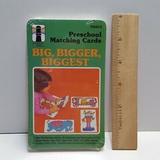 USA Made Vintage 1981 RAINBOW WORKS Preschool Matching Cards BIG BIGGER BIGGEST