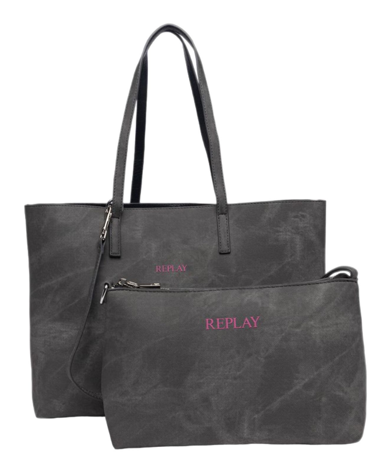 REPLAY shopper bag Shoulder Bag Washed Black + Black