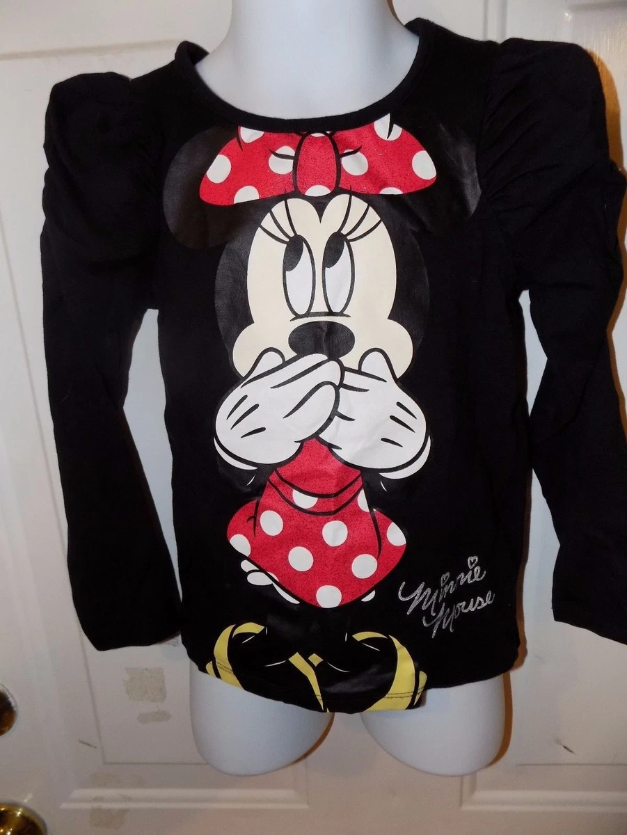 H M Disney Minnie Mouse Black Long Sleeve Shirt Size 2 4 Girl s