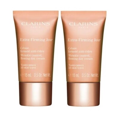 2X Clarins Extra-Firming Wrinkle Control, Firming Day Cream 0.5 oz 15 ml #8467