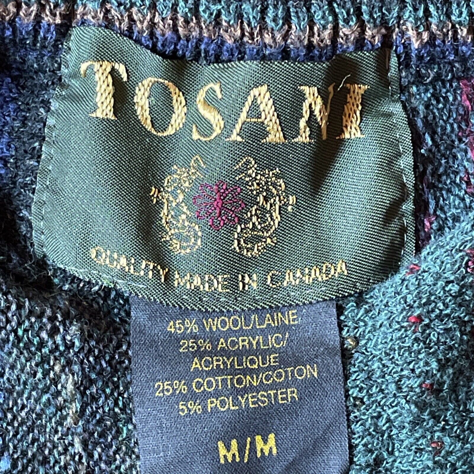 Vintage Tosani Mens Medium 90s Chunky Knit Textur… - image 5