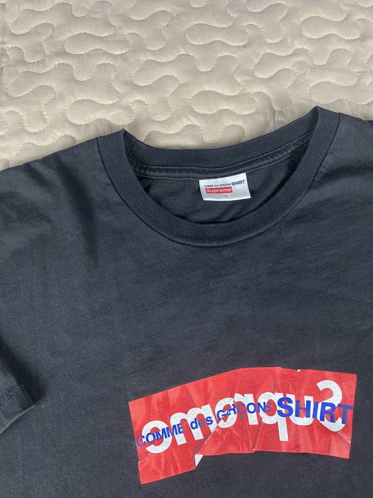 Supreme x Comme Des Garcons CDG Shirt Box Logo Tee Black SS17 Size L