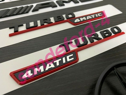 Gloss Black CLA45 TURBO 4MATIC AMG Replacement Rear Star Badges Emblem CLA C117 - Picture 3 of 6