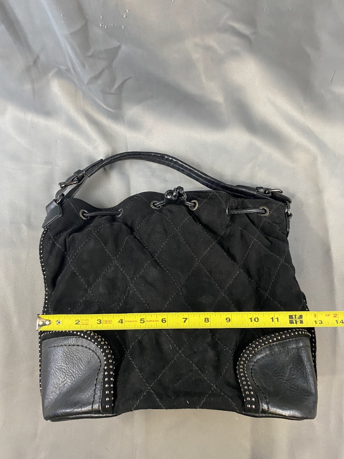 Black Suede Patchwork Design Bucket Crossbody Sho… - image 5