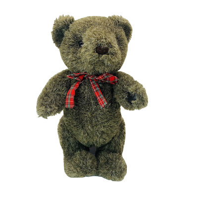 Vintage GUND Teddy Bear 12" Plush Toy Stuffed Animal With Plaid Bow ...
